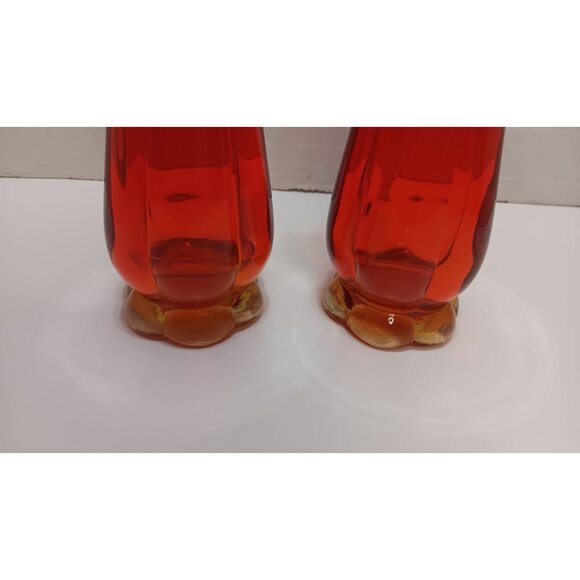 MCM Swing Stretch Red Yellow Retro Tall Glass Set Vases - Picture 5 of 8